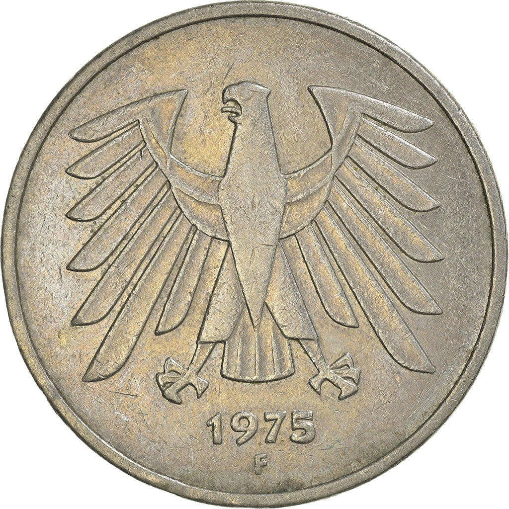 Moneta, GERMANIA - REPUBBLICA FEDERALE, 5 Mark, 1975