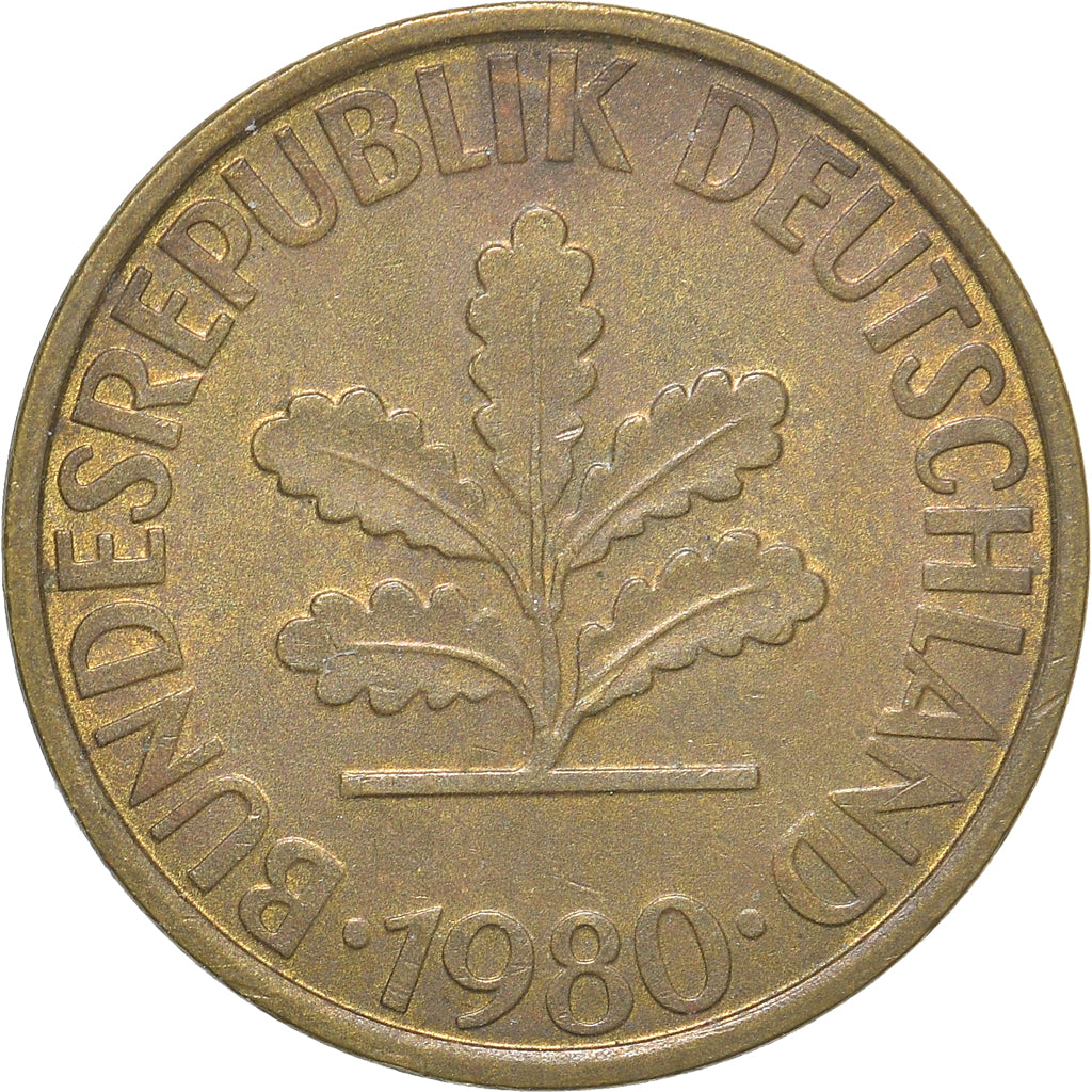 Moneta, GERMANIA - REPUBBLICA FEDERALE, 10 Pfennig, 1980
