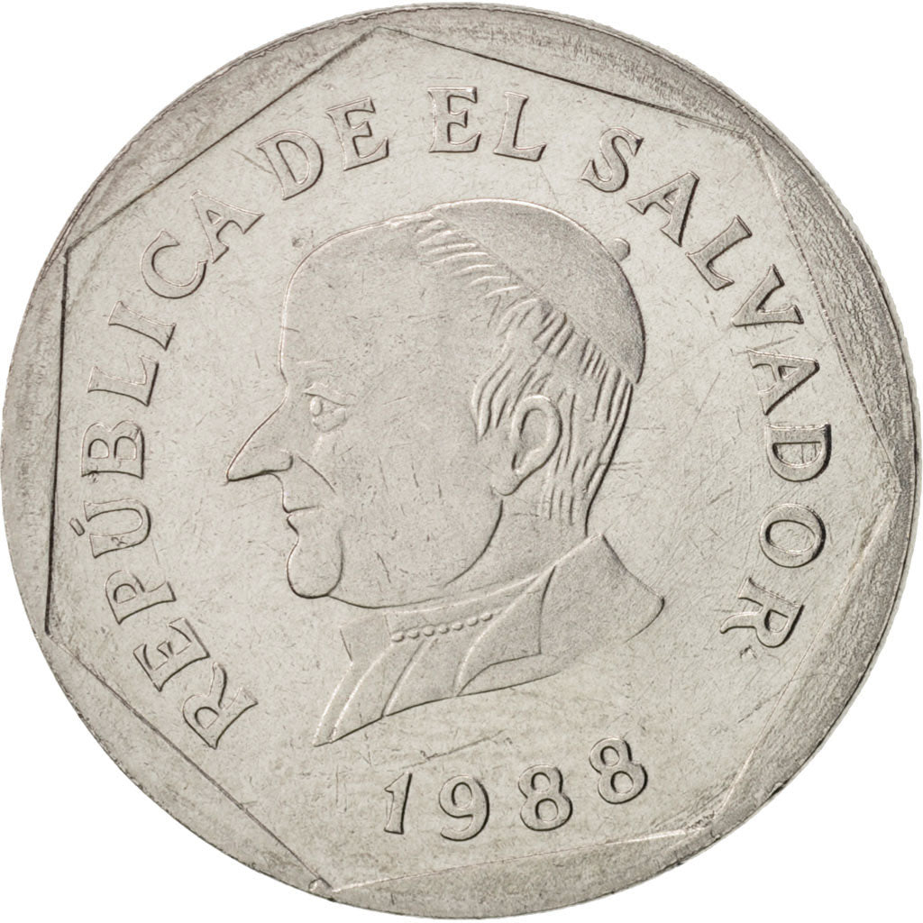 El Salvador, 25 Centavos, 1988, SPL, Stainless Steel, KM:157