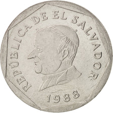 El Salvador, 25 Centavos, 1988, SPL, Stainless Steel, KM:157