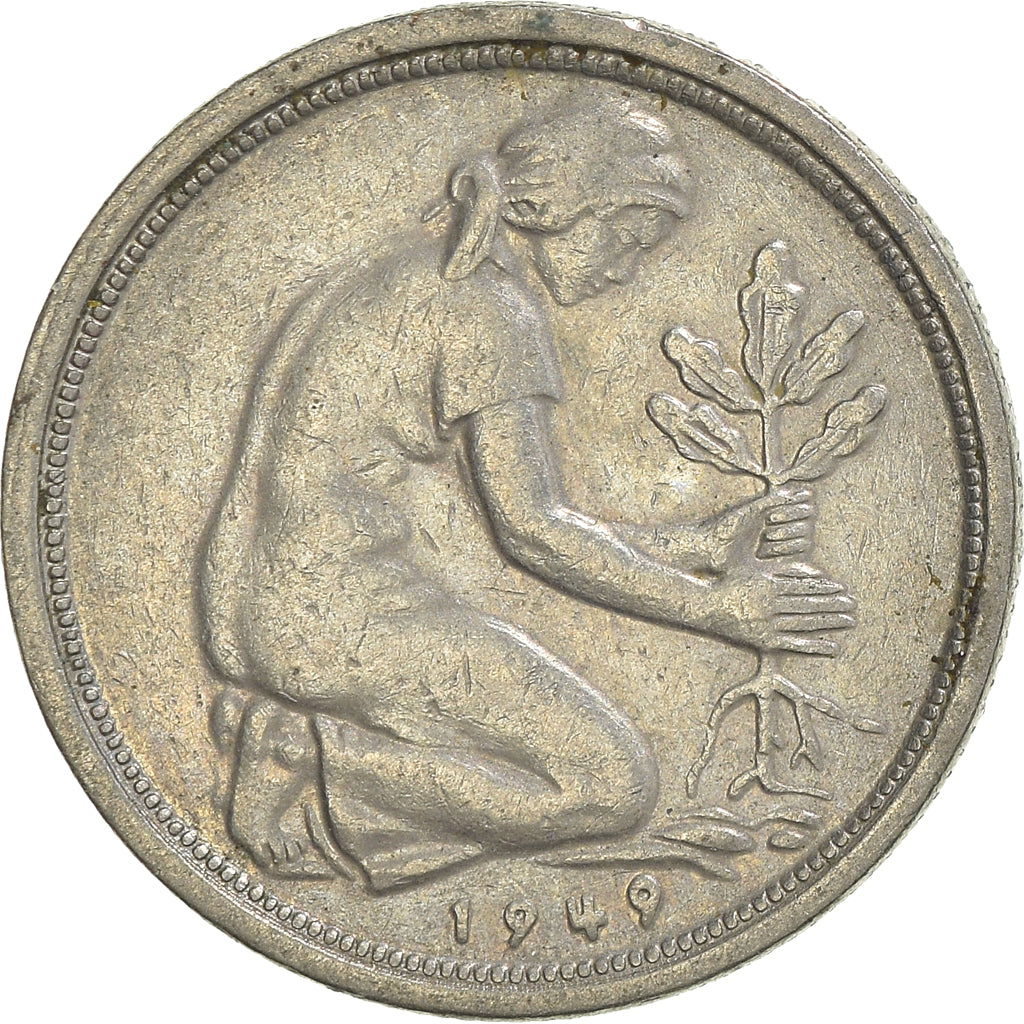 Münze, Bundesrepublik Deutschland, 50 Pfennig, 1949