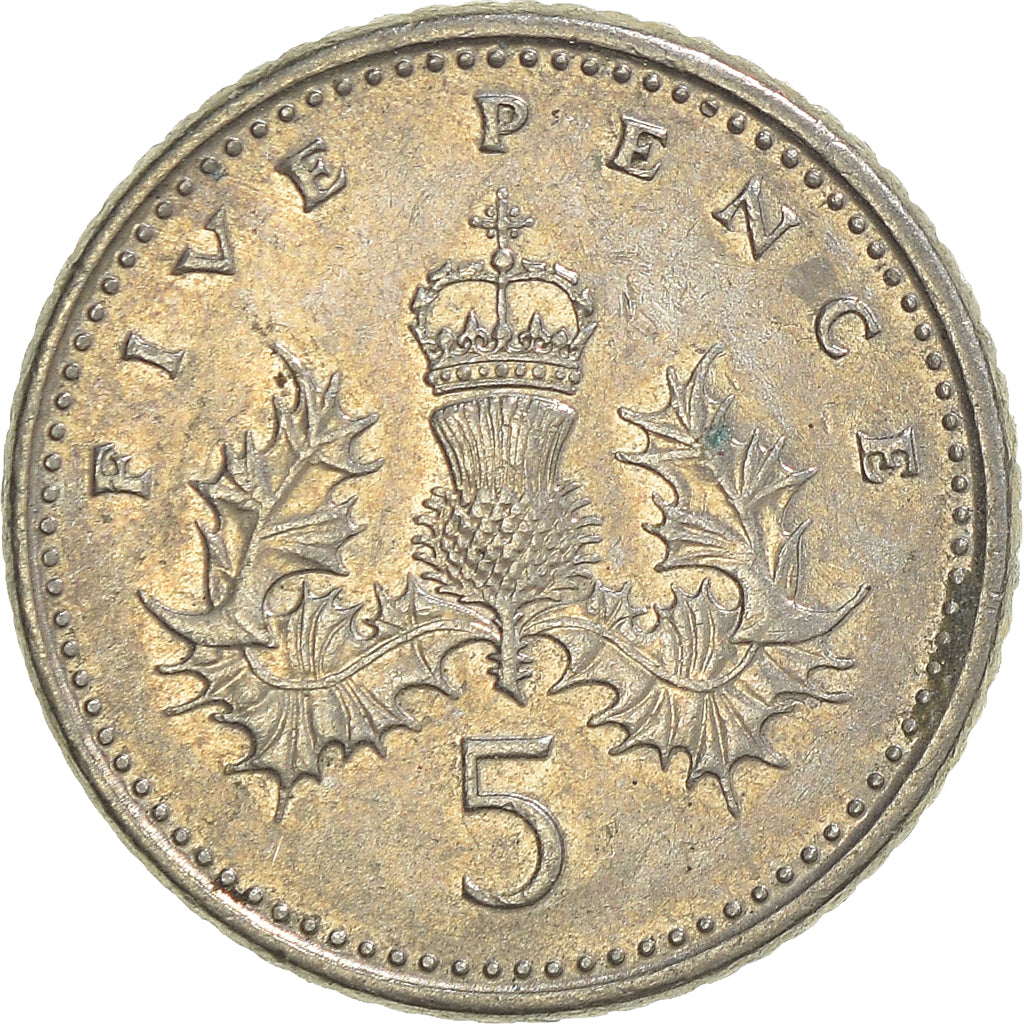 Moneda, Gran Bretaña, 5 Pence, 1990