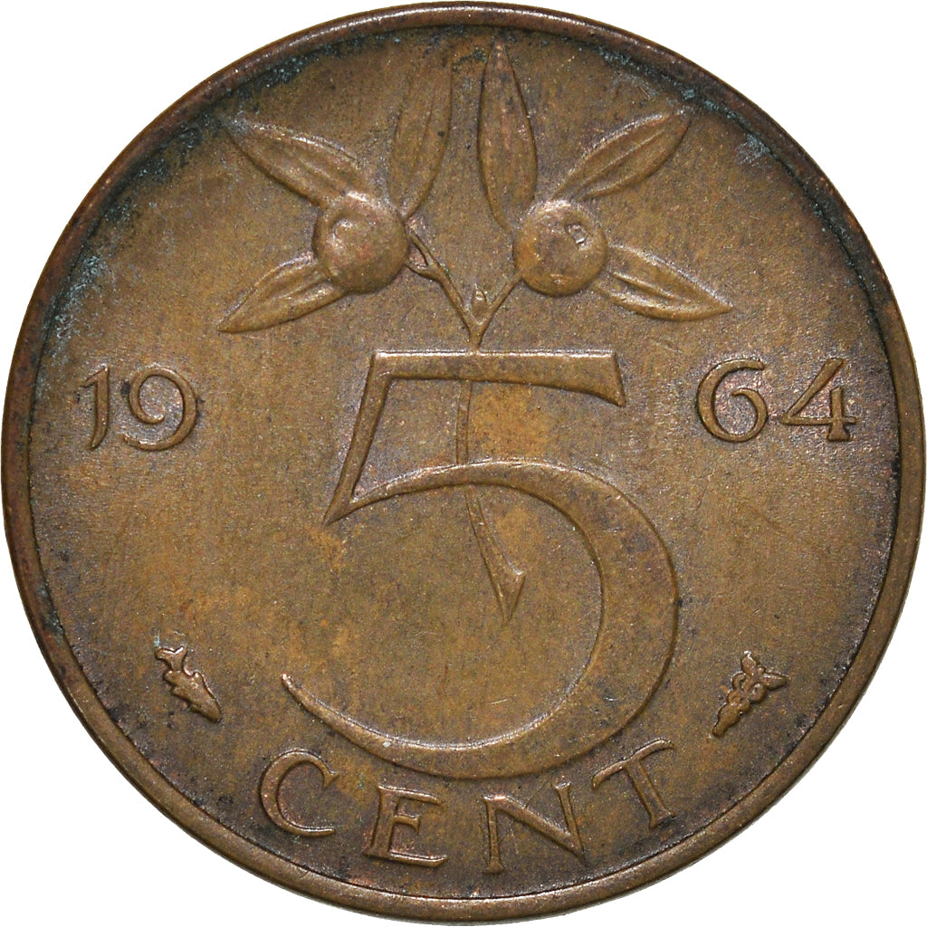 Moeda, Países Baixos, 5 Cents, 1964