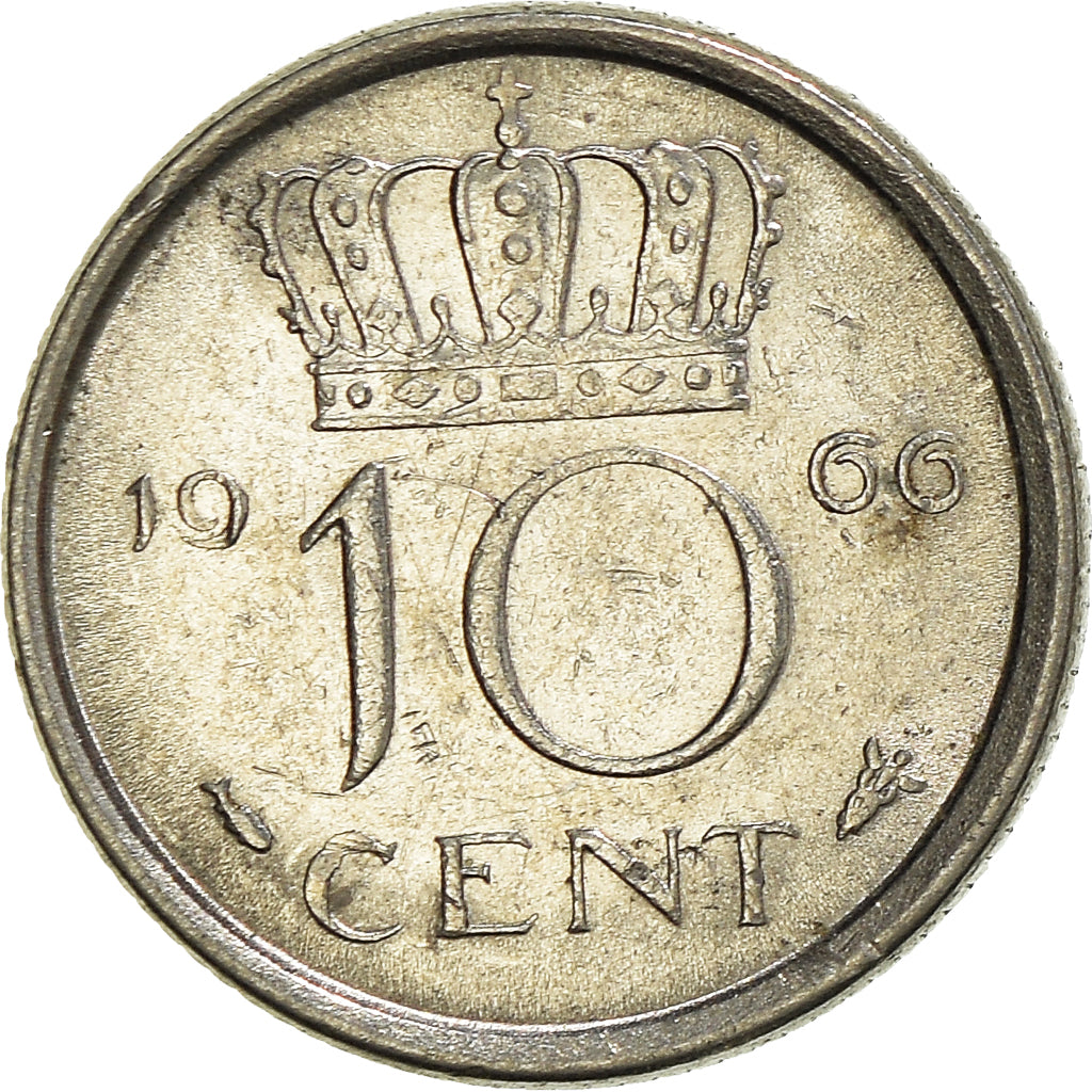 Moneda, Países Bajos, 10 Cents, 1966