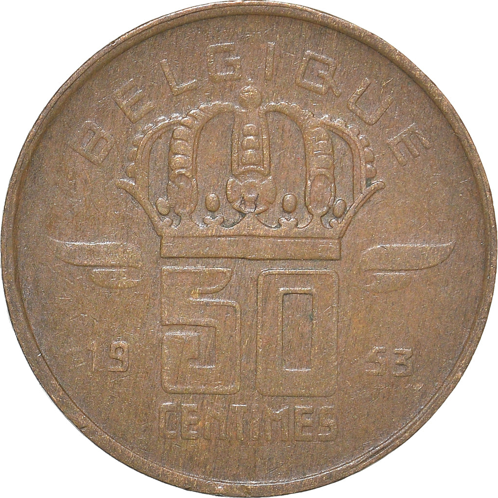 Münze, Belgien, 50 Centimes, 1953
