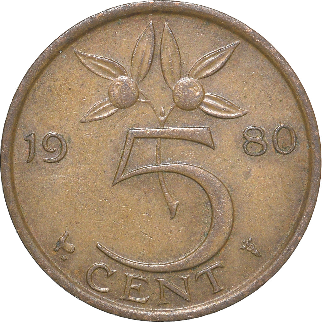 Moeda, Países Baixos, 5 Cents, 1980