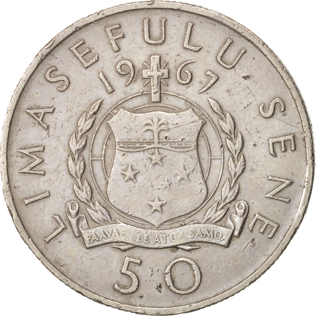 Coin, Samoa, 50 Sene, 1967, EF(40-45), Copper-nickel, KM:6