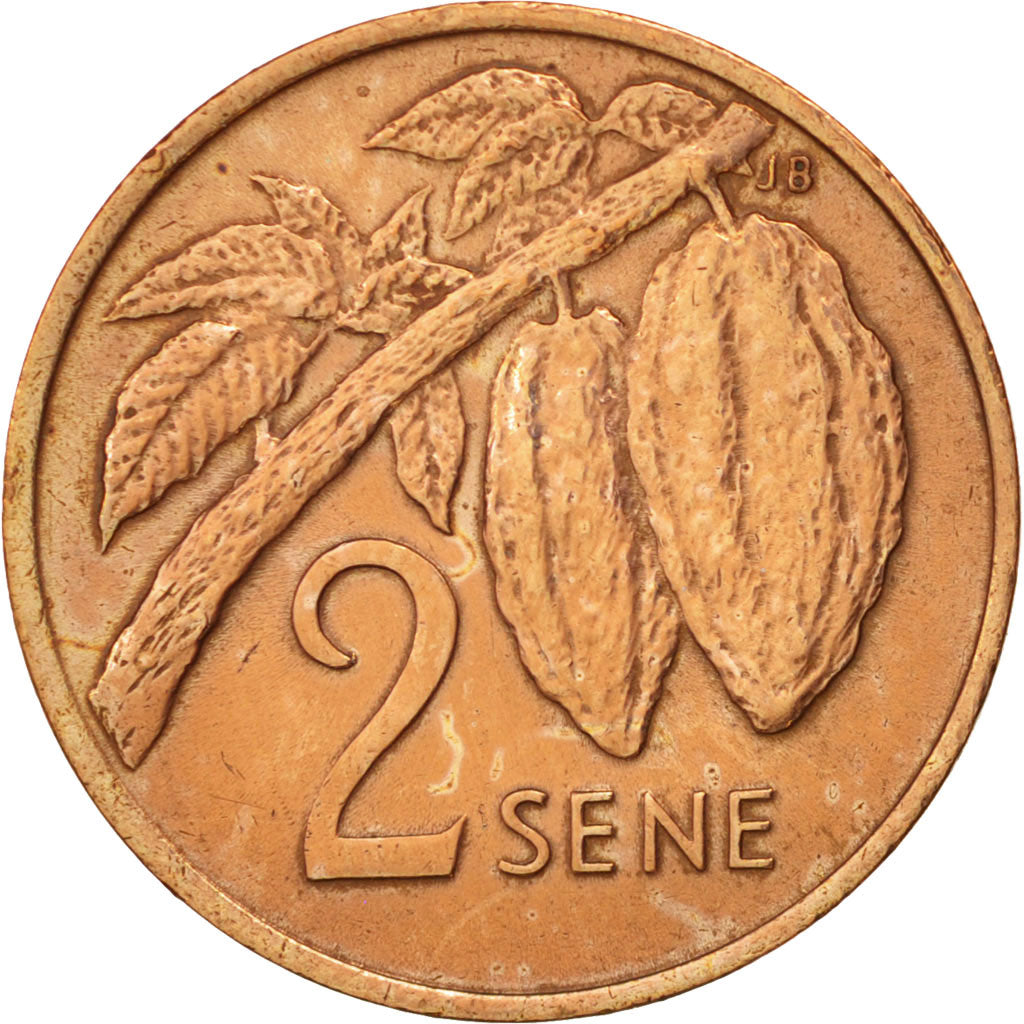 Coin, Samoa, 2 Sene, 1974, AU(50-53), Bronze, KM:13