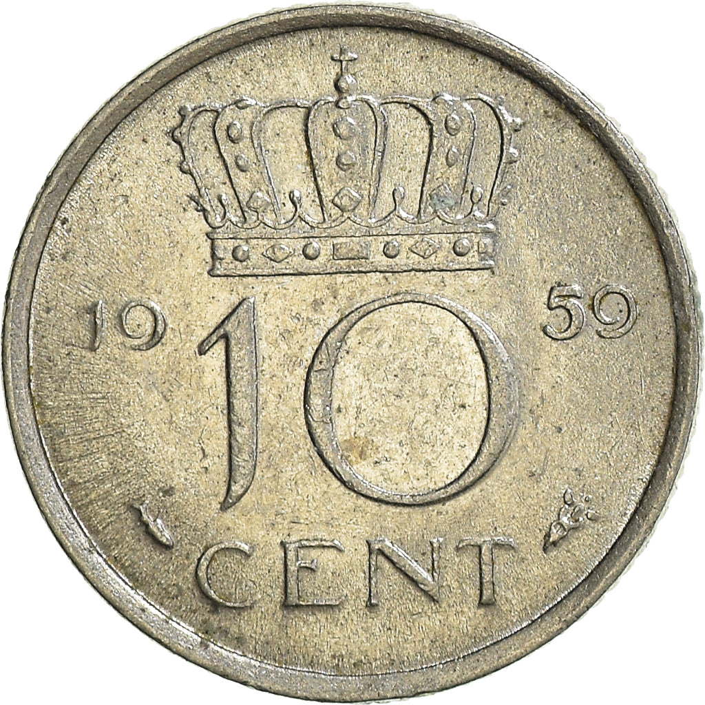 Moeda, Países Baixos, 10 Cents, 1959
