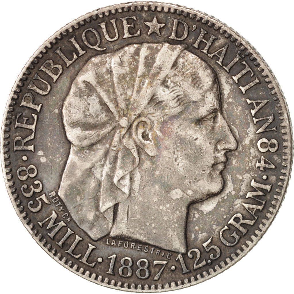 Haiti, 50 Centimes, 1887, Paris, EF(40-45), Silver, KM:47