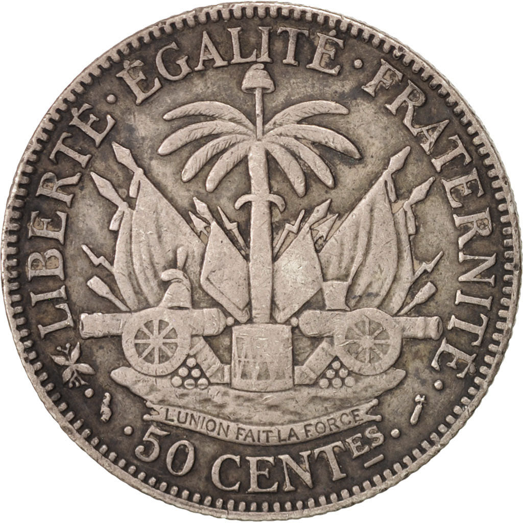 Haiti, 50 Centimes, 1887, Paris, EF(40-45), Silver, KM:47
