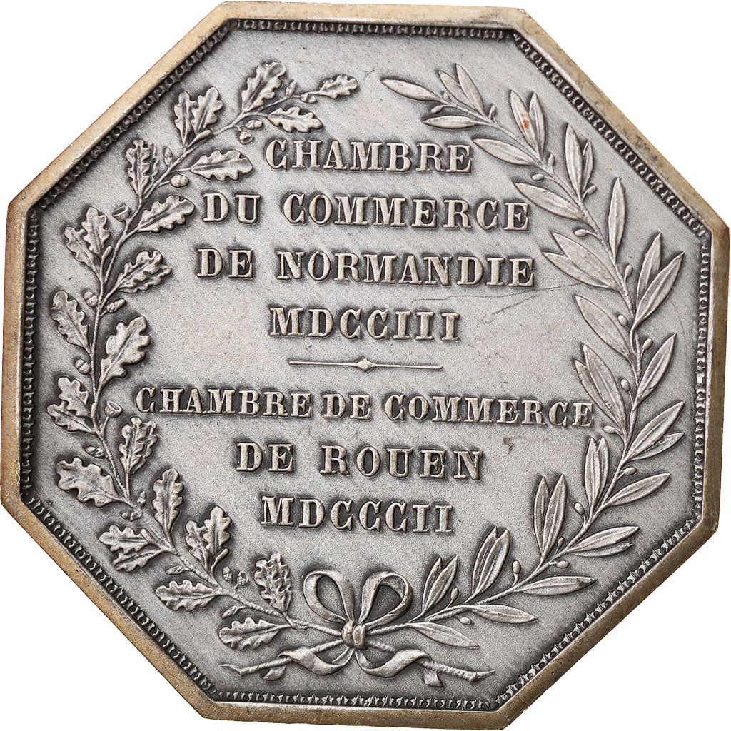 France, Token, Chambre de Commerce de Rouen, 1802, Lecomte, AU(55-58), Silver
