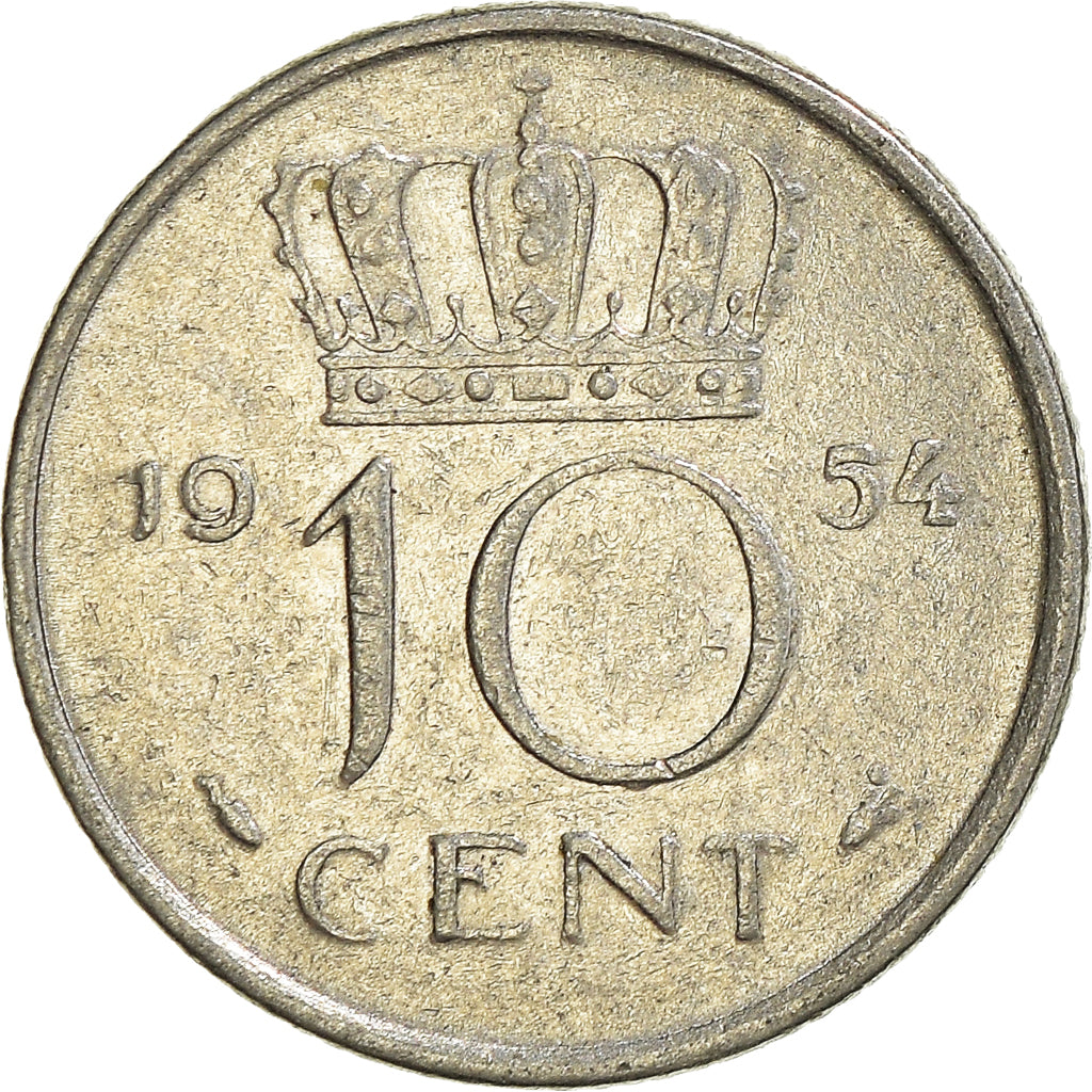 Moeda, Países Baixos, 10 Cents, 1954