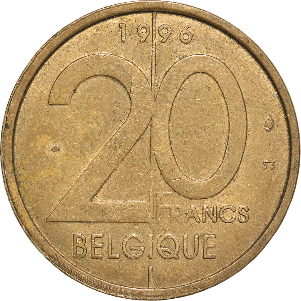 Coin, Belgium, 20 Francs, 20 Frank, 1996