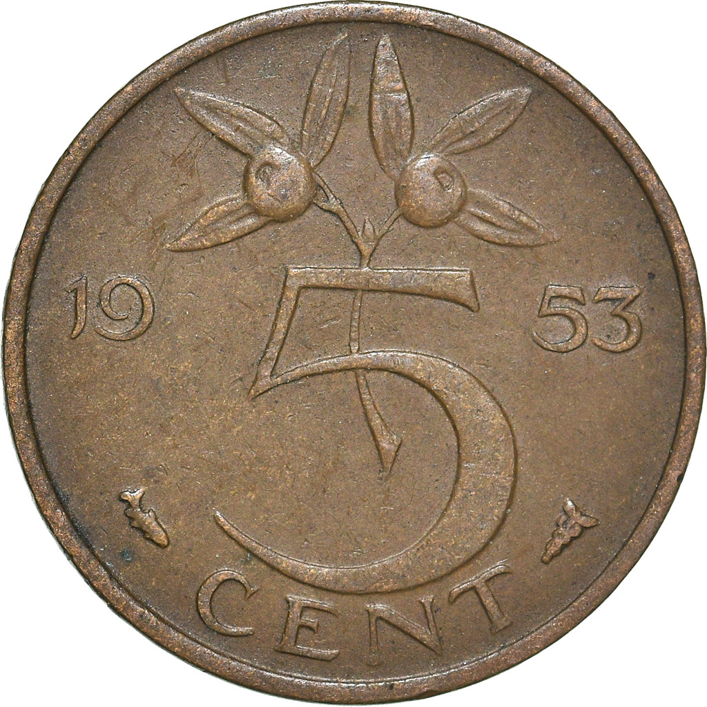 Moeda, Países Baixos, 5 Cents, 1953