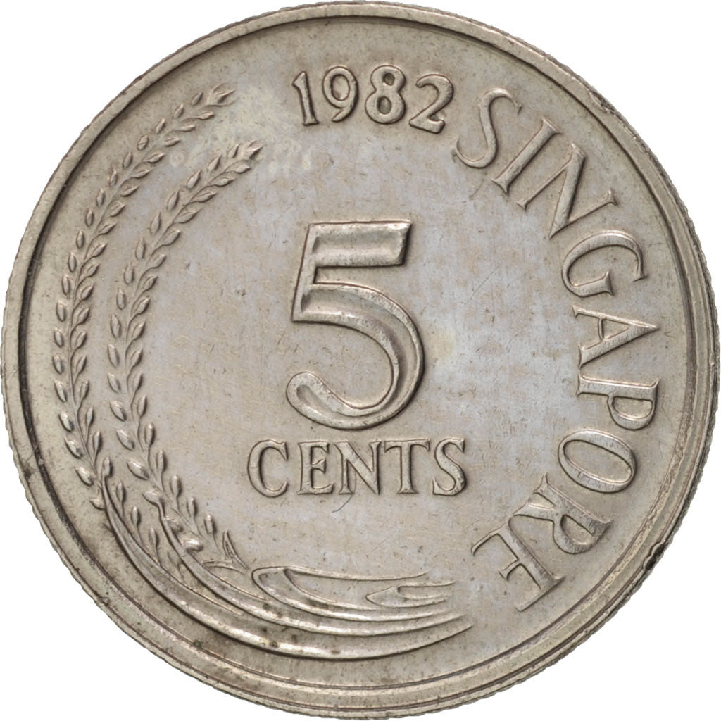 Singapore, 5 Cents, 1982, Singapore Mint, AU(55-58), KM:2a