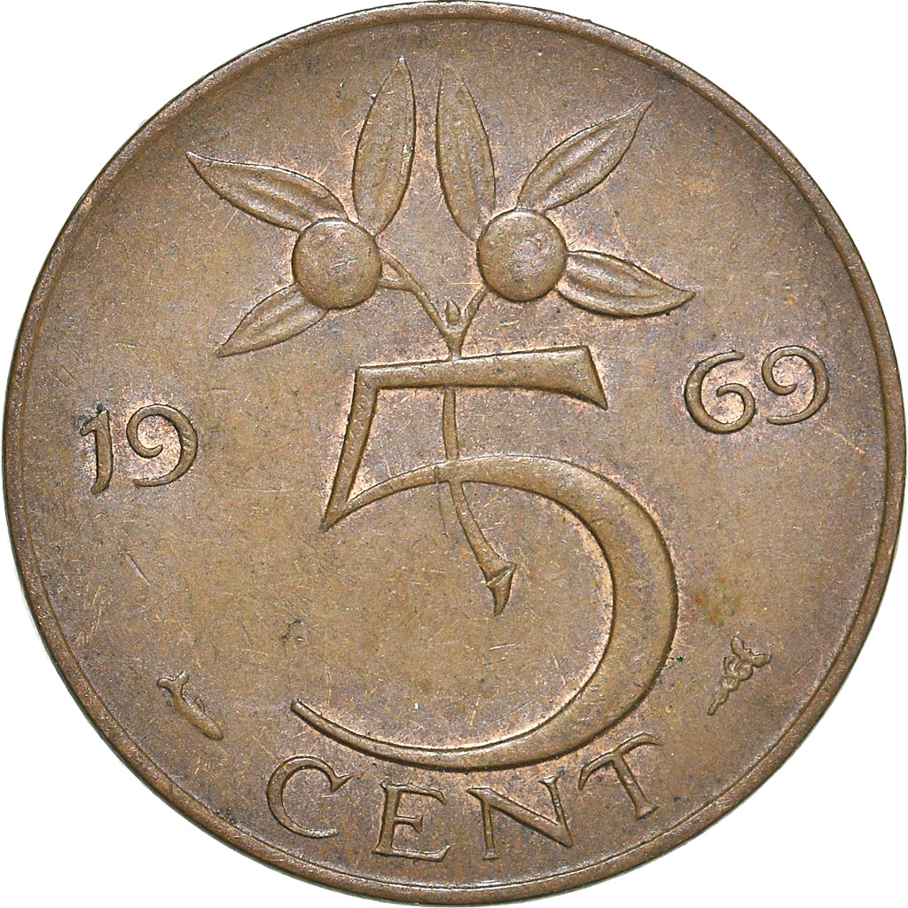 Moeda, Países Baixos, 5 Cents, 1969
