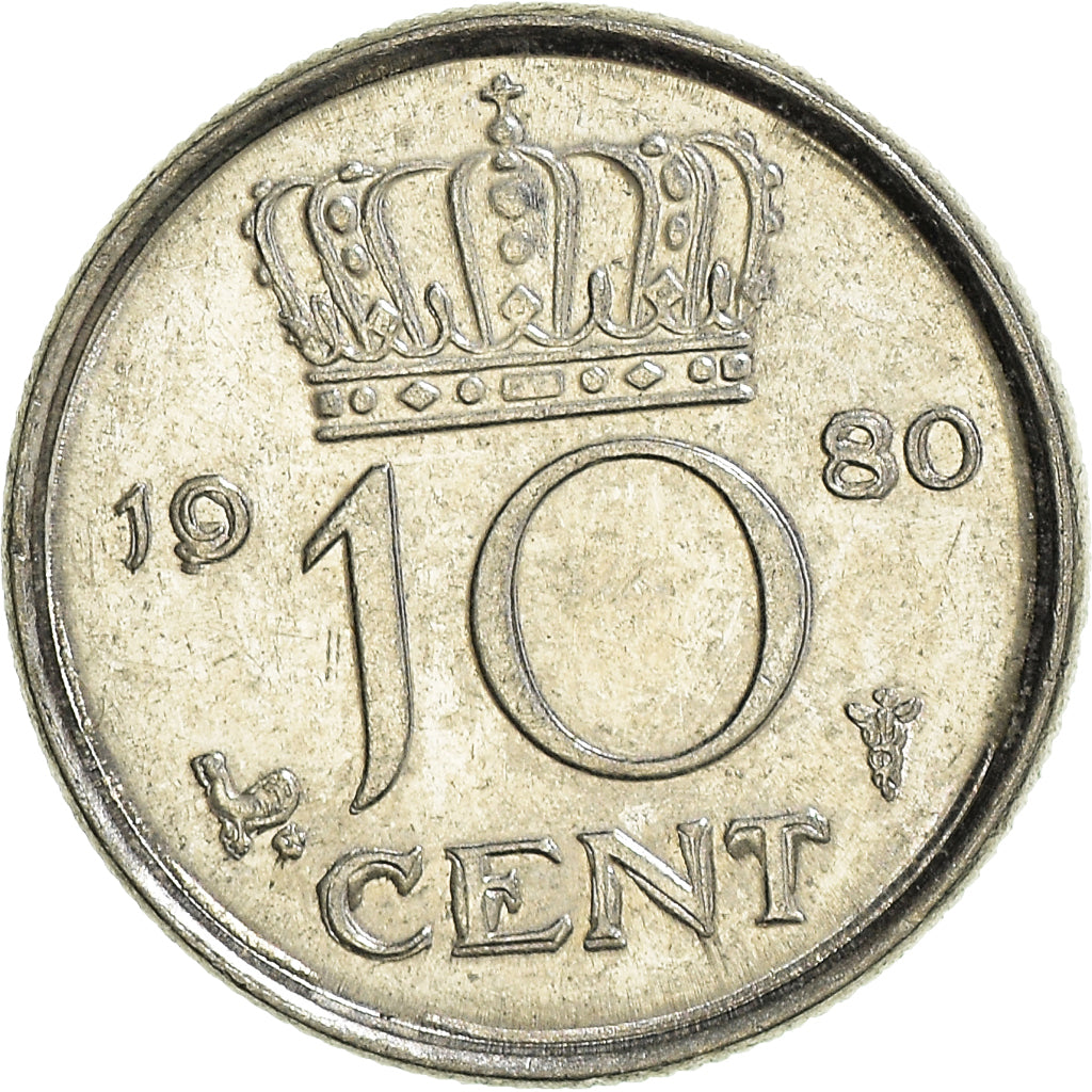 Moneda, Países Bajos, 10 Cents, 1980