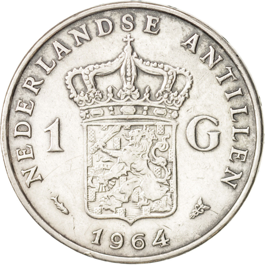Coin, Netherlands Antilles, Juliana, Gulden, 1964, EF(40-45), Silver, KM:2