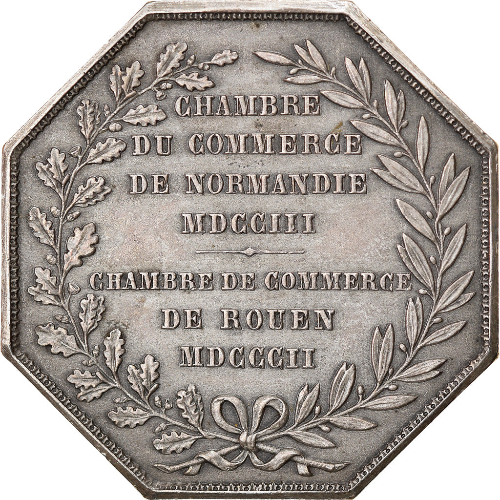 France, Token, Chambre de Commerce de Rouen, 1802, Lecomte, AU(55-58), Silver
