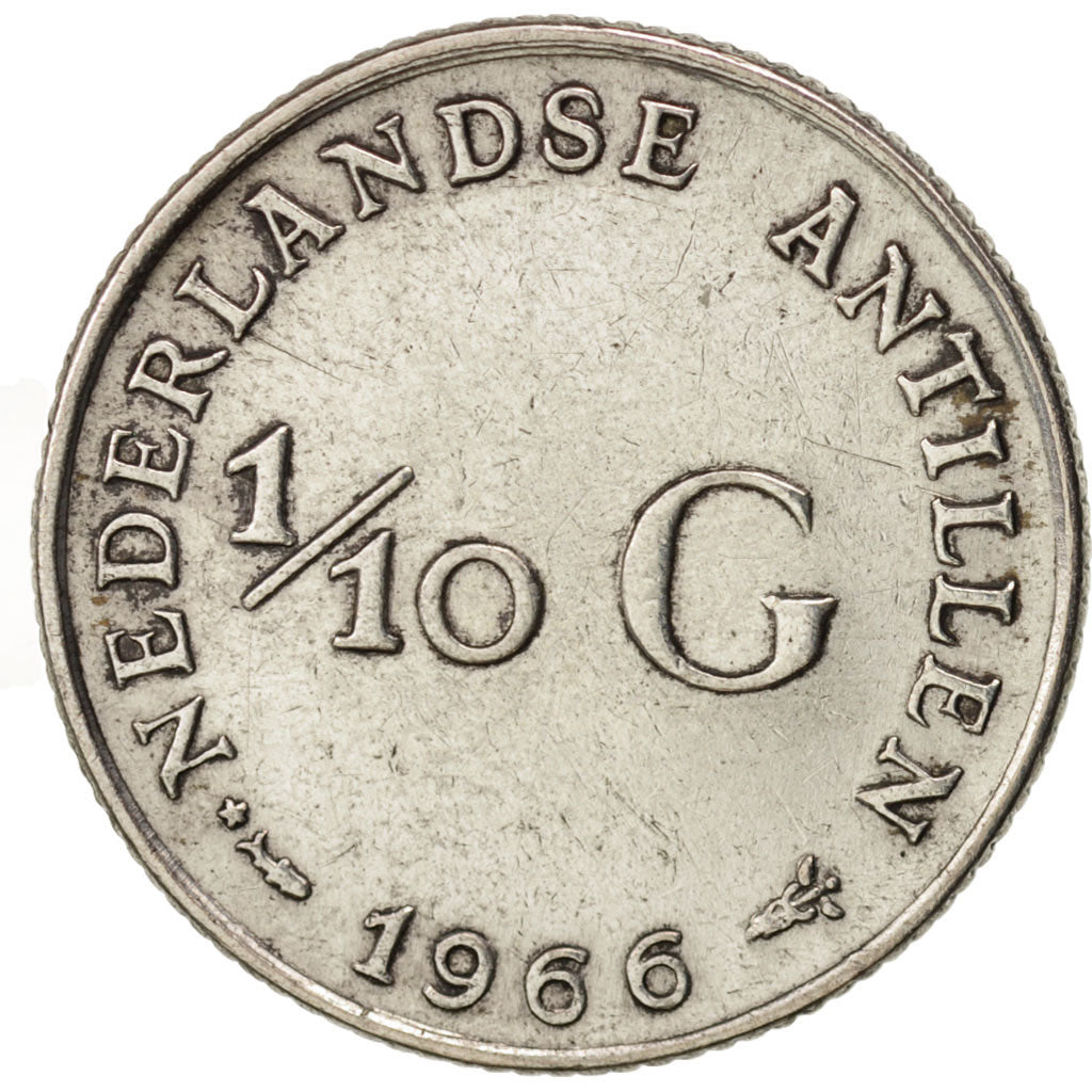 Munten, Nederlandse Antillen, Juliana, 1/10 Gulden, 1966, ZF, Zilver, KM:3