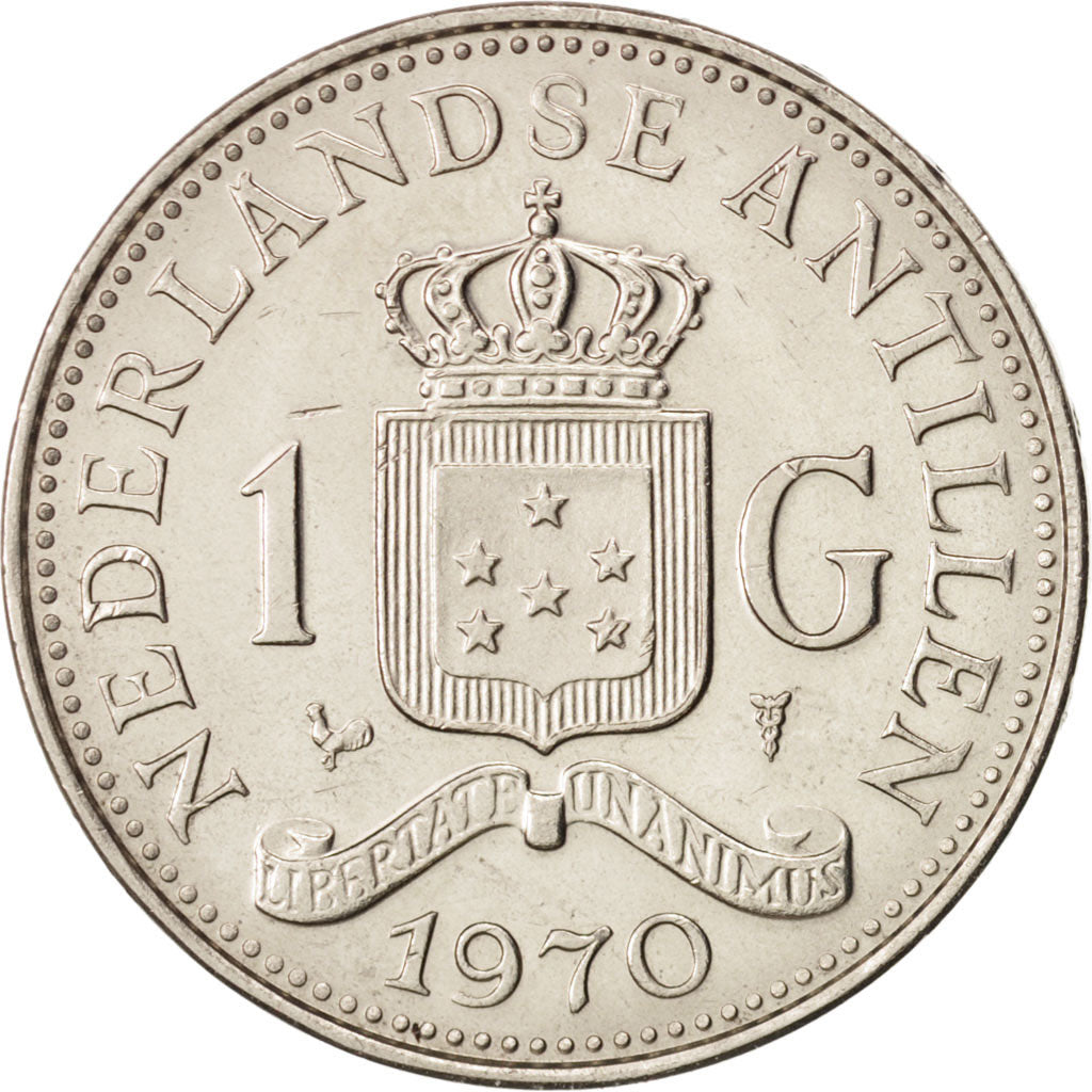 Coin, Netherlands Antilles, Juliana, Gulden, 1970, AU(55-58), Nickel, KM:12