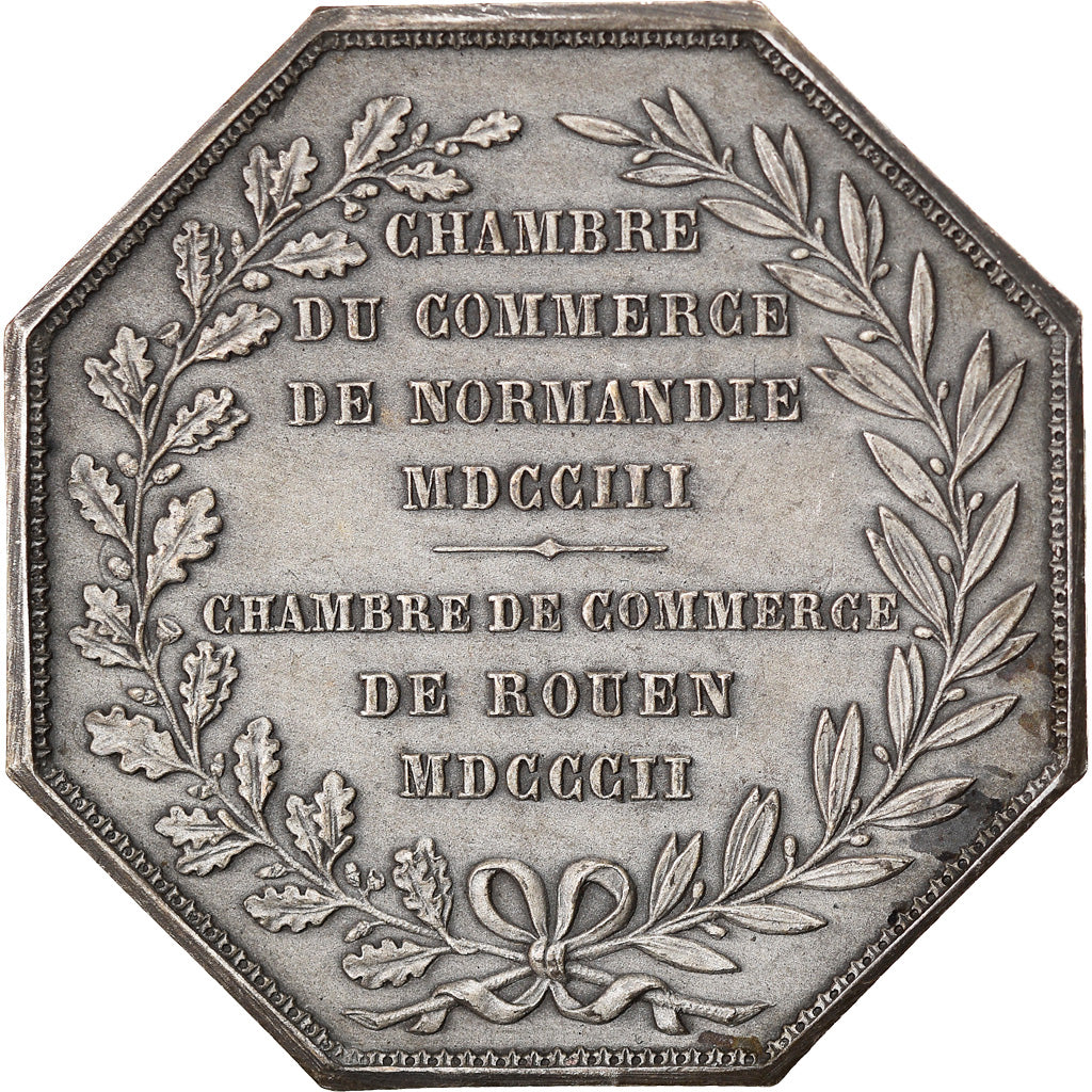 France, Token, Chambre de Commerce de Rouen, 1802, Lecomte, AU(50-53), Silver