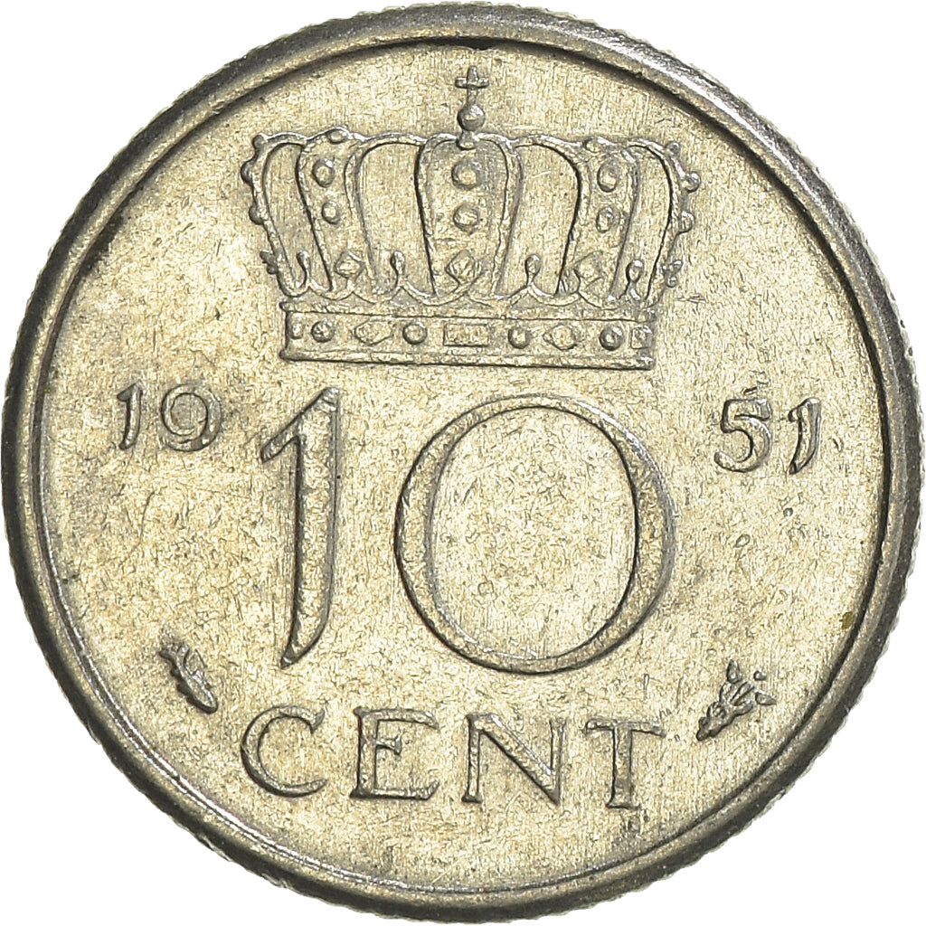 Moeda, Países Baixos, 10 Cents, 1951