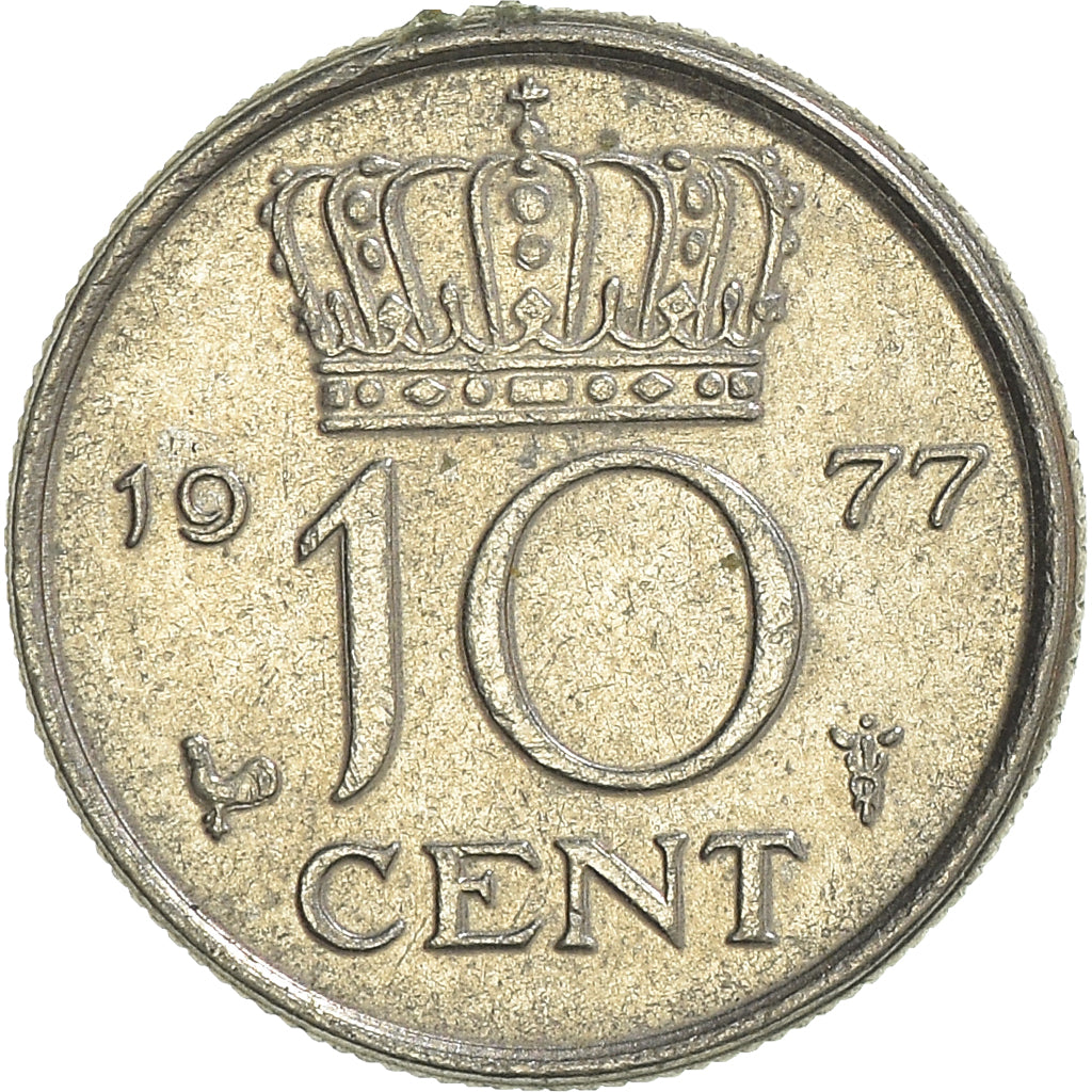 Moeda, Países Baixos, 10 Cents, 1977