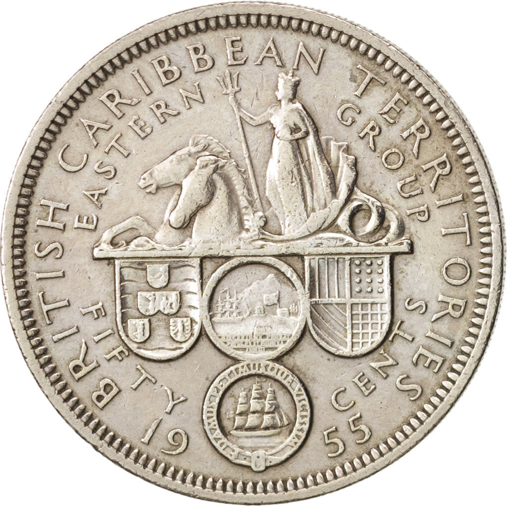 Osten Karibik Staaten, Elizabeth II, 50 Cents, 1955, EF(40-45), KM:7