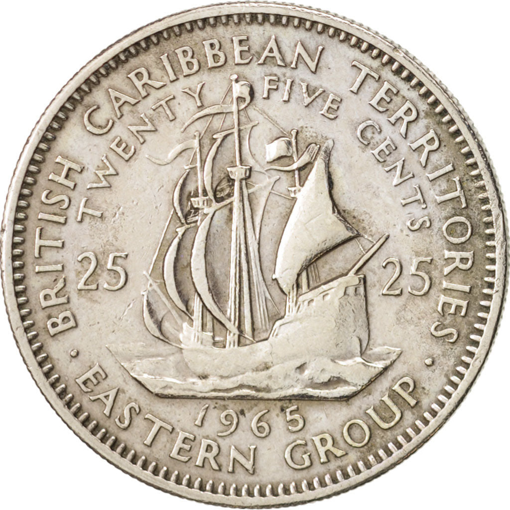 Monnaie, Etats des caraibes orientales, Elizabeth II, 25 Cents, 1965, TTB