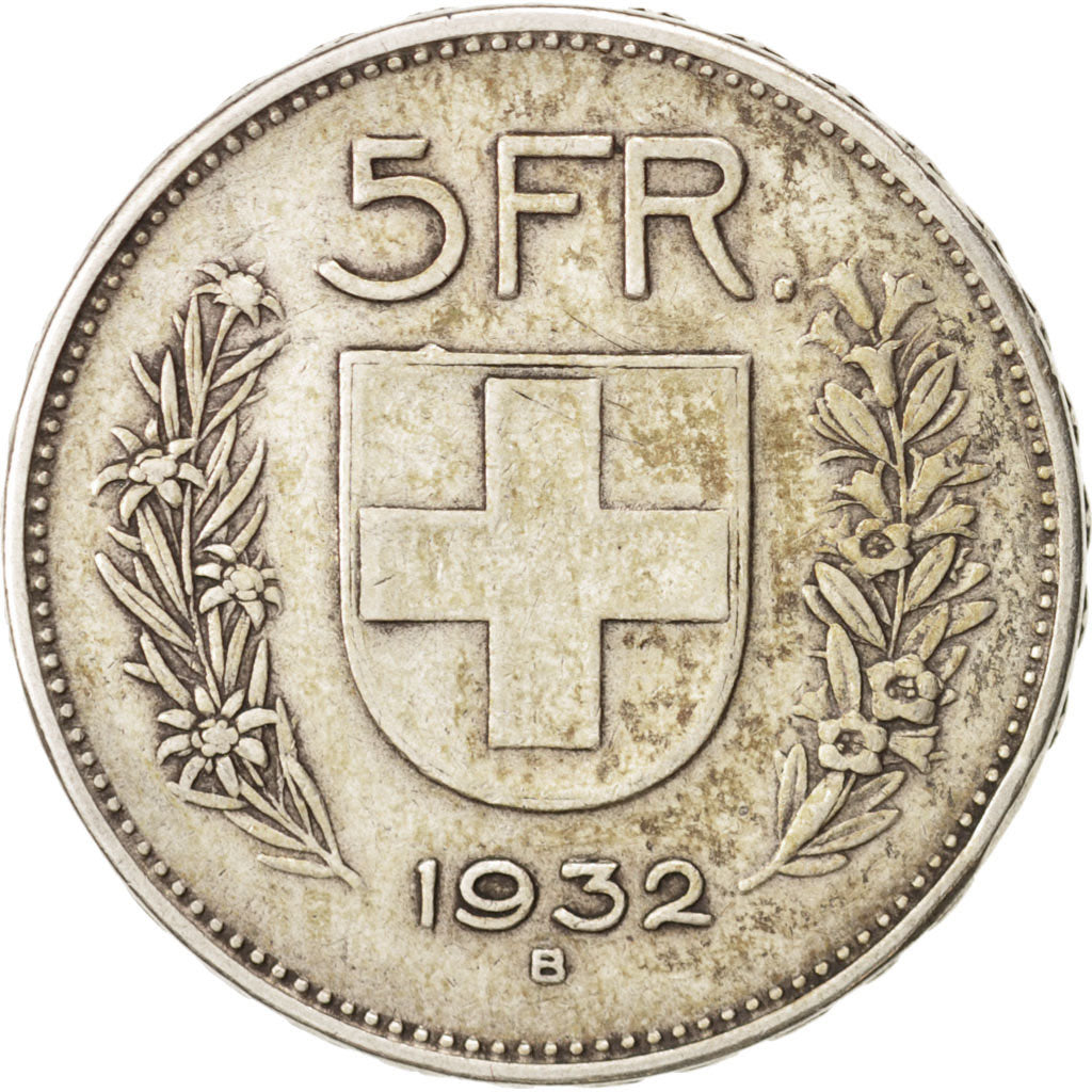 Switzerland, 5 Francs, 1932, Bern, EF(40-45), Silver, KM:40