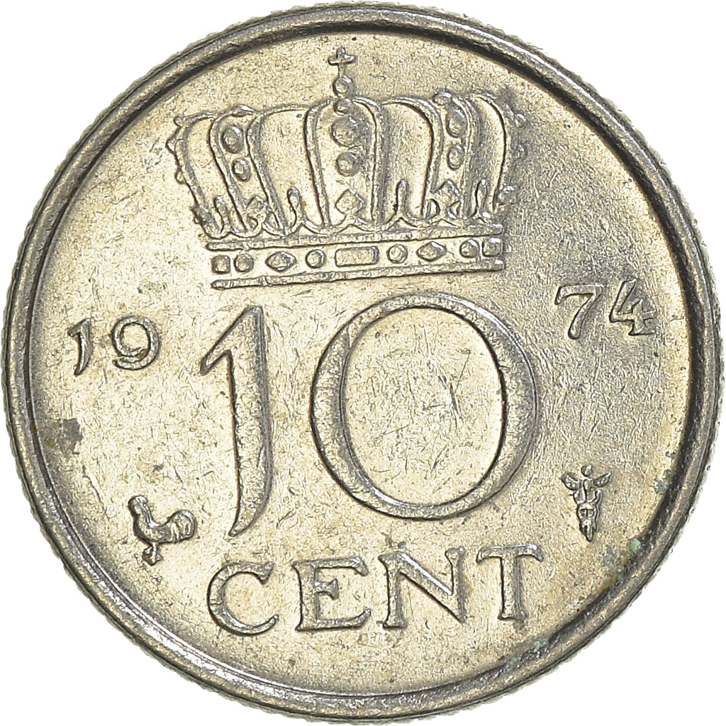 Münze, Niederlande, 10 Cents, 1974