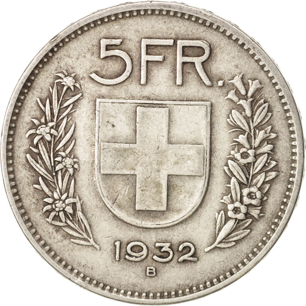 Coin, Switzerland, 5 Francs, 1932, Bern, EF(40-45), Silver, KM:40