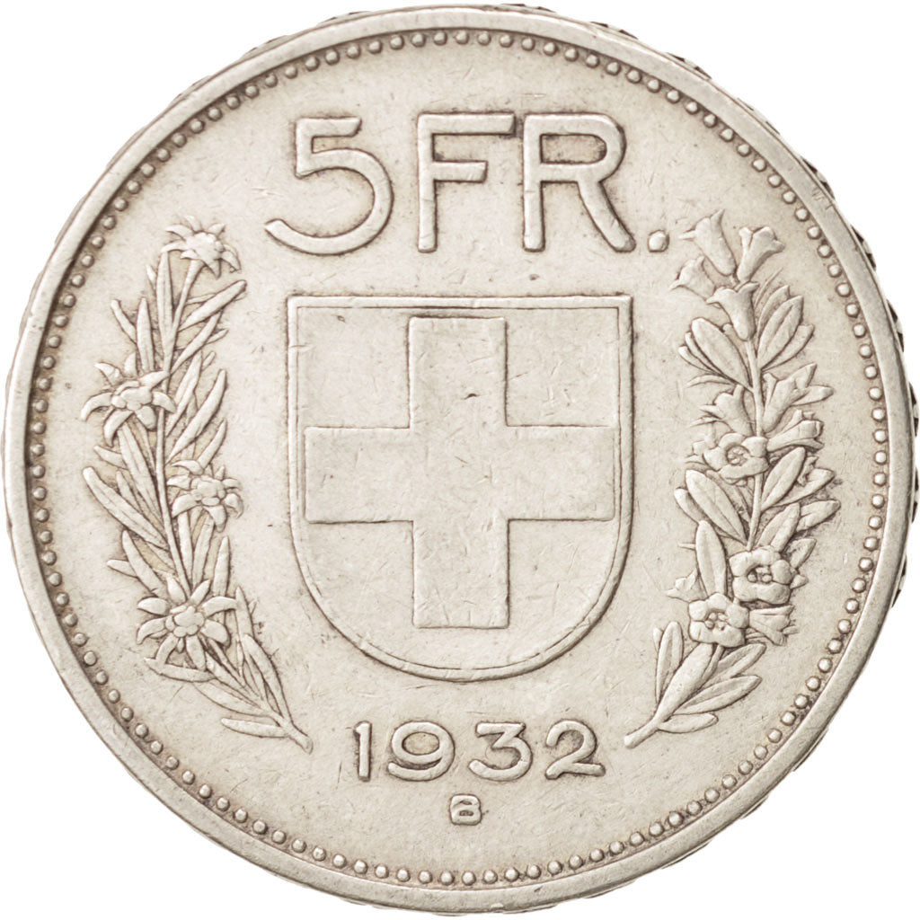 Coin, Switzerland, 5 Francs, 1932, Bern, EF(40-45), Silver, KM:40