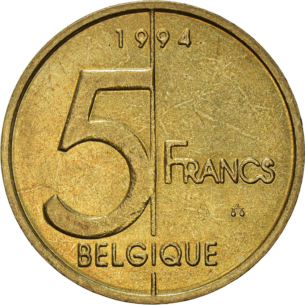 Coin, Belgium, 5 Francs, 5 Frank, 1994