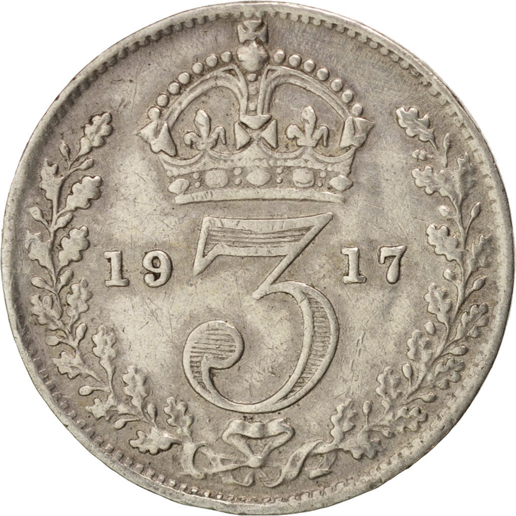 Great Britain, George V, 3 Pence, 1917, EF(40-45), Silver, KM:813