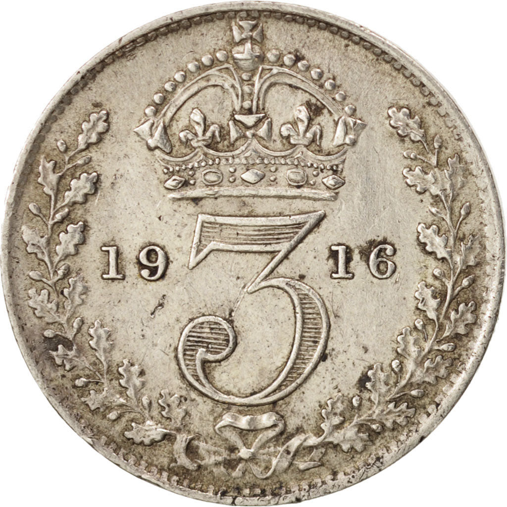 Great Britain, George V, 3 Pence, 1916, EF(40-45), Silver, KM:813