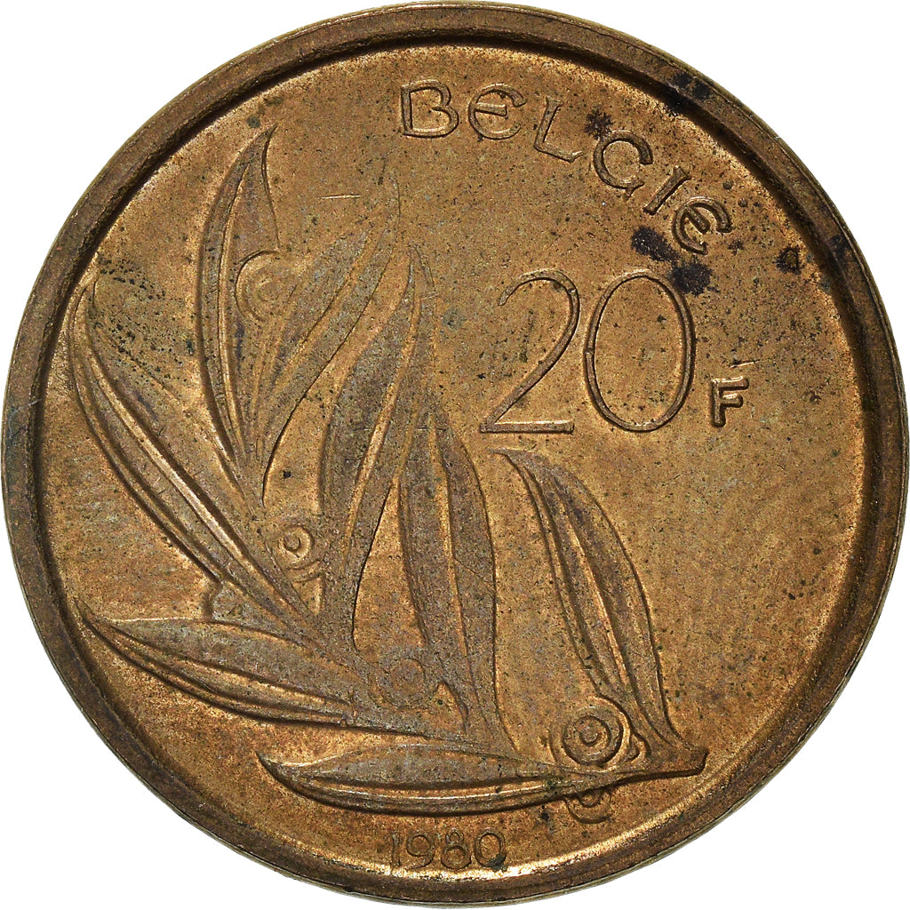 Coin, Belgium, 20 Francs, 20 Frank, 1980