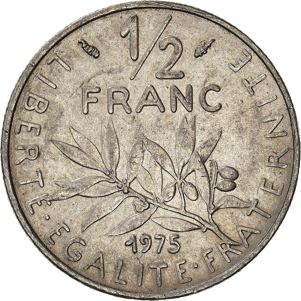 Munten, Frankrijk, 1/2 Franc, 1975