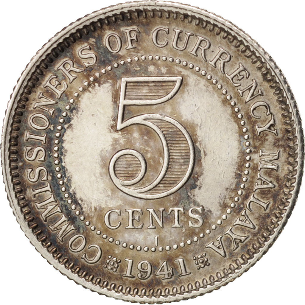 MALAYA, 5 Cents, 1941, AU(55-58), Silver, KM:3