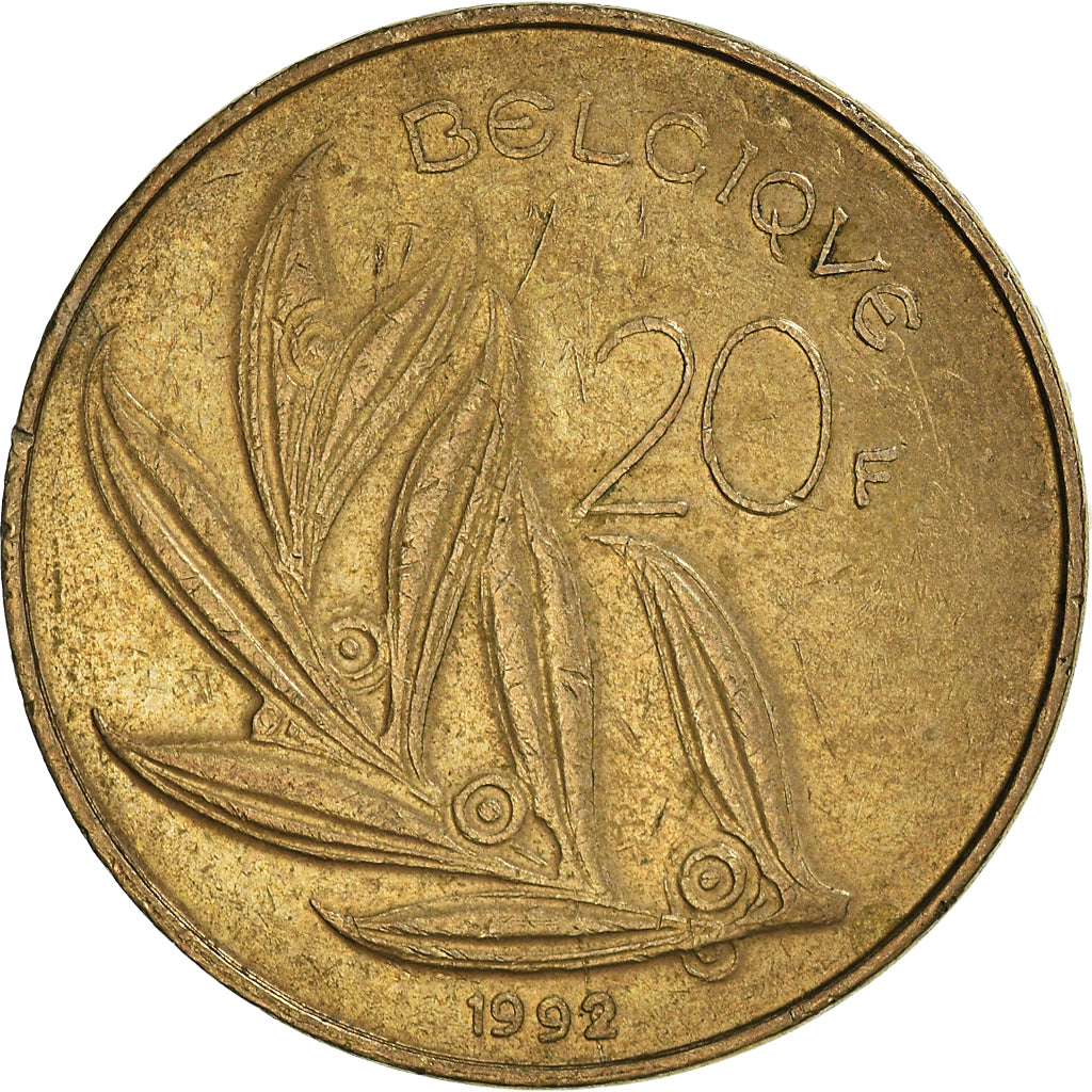 Münze, Belgien, 20 Francs, 20 Frank, 1992