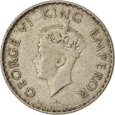 Coin, INDIA-BRITISH, George VI, 1/4 Rupee, 1940, EF(40-45), Silver, KM:545