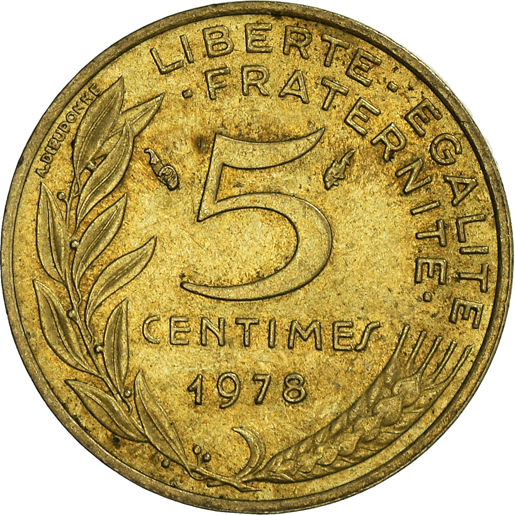 Moneta, Francja, 5 Centimes, 1978