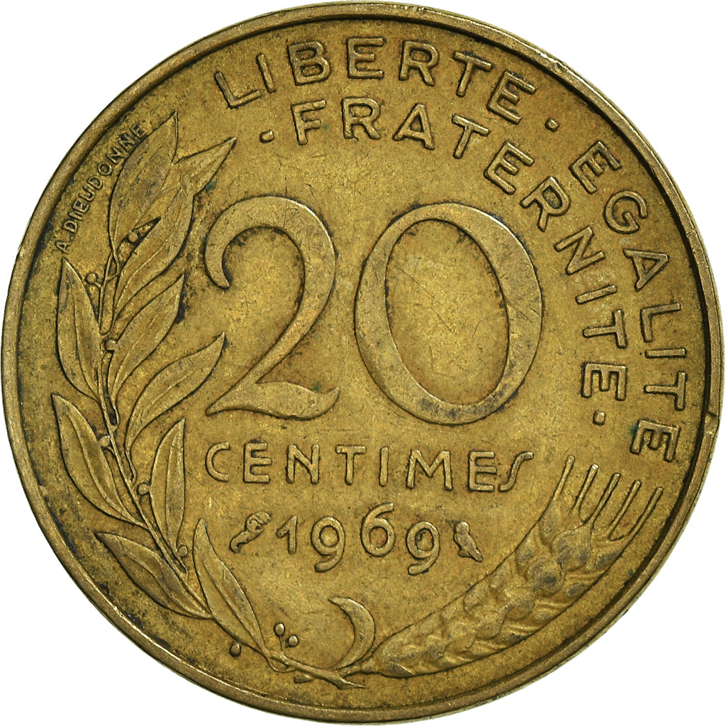 Coin, France, 20 Centimes, 1969