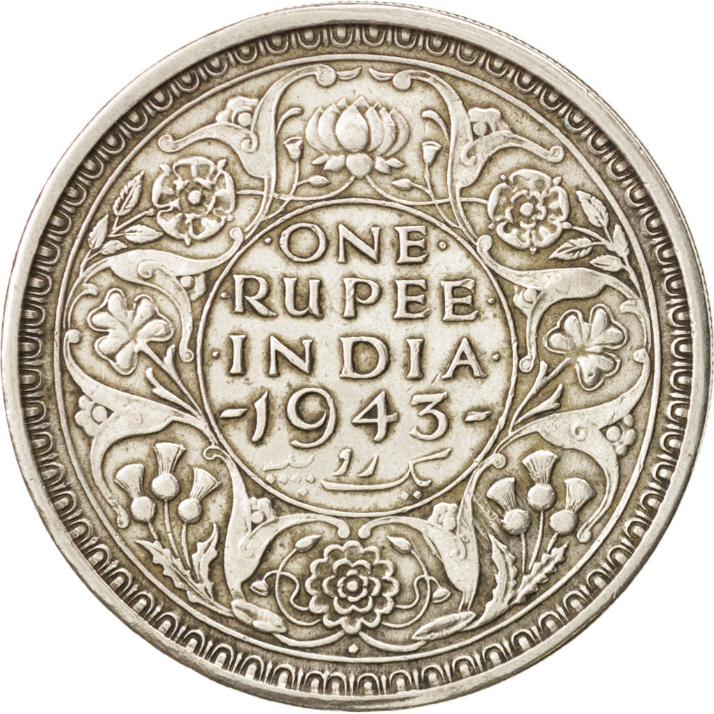 Coin, INDIA-BRITISH, George VI, Rupee, 1943, Bombay, EF(40-45), Silver, KM:557.1