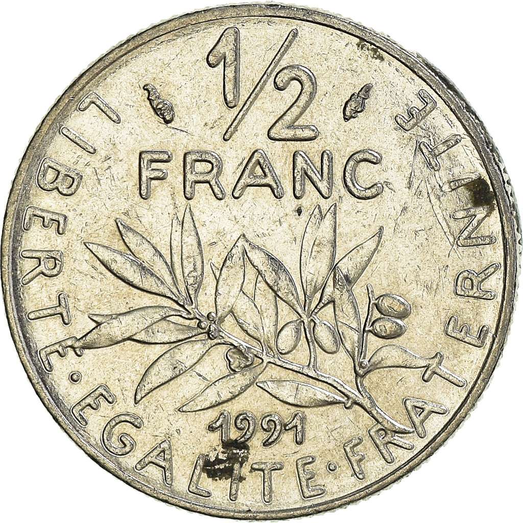 Munten, Frankrijk, 1/2 Franc, 1991