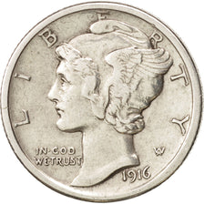 United States, Mercury Dime, 1916, Philadelphia, AU(50-53), KM:140