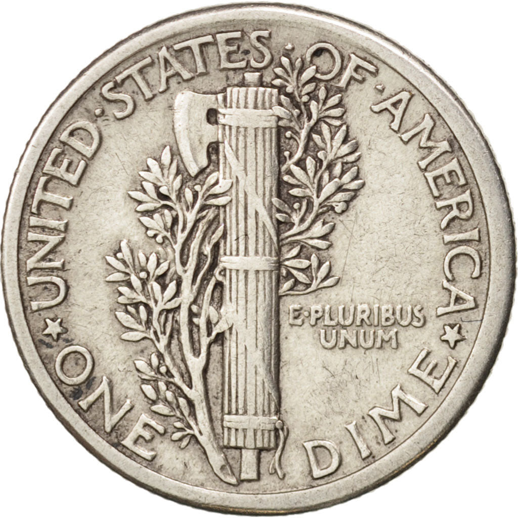 United States, Mercury Dime, 1916, Philadelphia, AU(50-53), KM:140