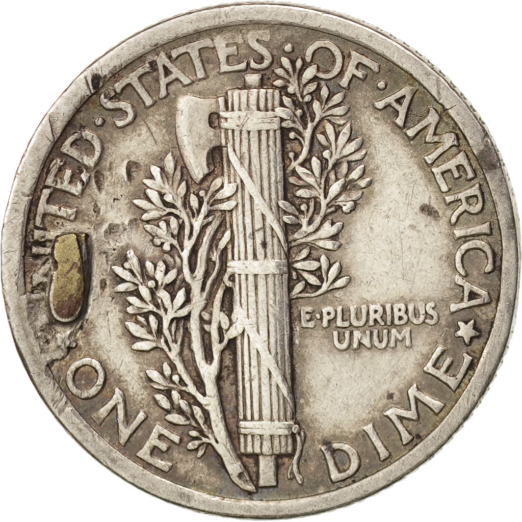 United States, Mercury Dime, 1916, Philadelphia, EF(40-45), KM:140